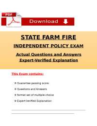 State Farm Fire Independent Policy Exam 2026 – Questions & Answers PDF