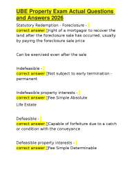 UBE Property Exam Actual Questions and Answers 2026