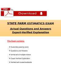 State Farm Estimatics Exam 2026 – Actual Questions, Answers & Explanations PDF