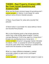 THEMIS - Real Property (Kramer) UBE Bar Exam Actual Questions and Answers 2026