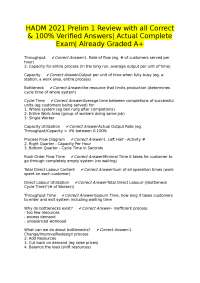 HADM 2021 Prelim 1 Review with all Correct & 100% Verified Answers| Actual Complete Exam|