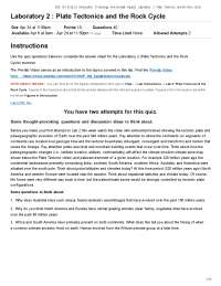ESS 101 B Sp 22 Introduction To Geology And Societal Impacts Laboratory 2 Plate Tectonics