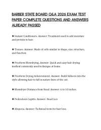 BARBER STATE BOARD Q&A 2026 EXAM TEST PAPER COMPLETE QUESTIONS AND ANSWERS ALREADY PASSED