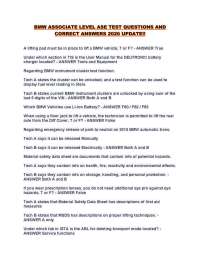 BMW ASSOCIATE LEVEL ASE TEST QUESTIONS AND CORRECT ANSWERS 2026 UPDATE!!