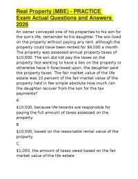 Real Property (MBE) - PRACTICE Exam Actual Questions and Answers 2026