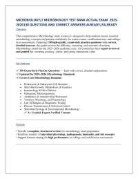 MICROBIOLOGY// MICROBIOLOGY TEST BANK ACTUAL EXAM 2025-2026130 QUESTIONS AND CORRECT ANSW