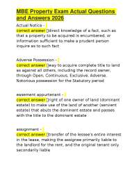 MBE Property Exam Actual Questions and Answers 2026