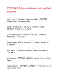 FTCE Science K-6 Exam Questions and Verified Answers