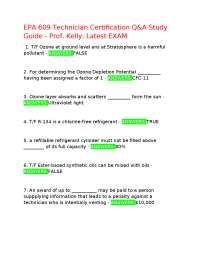 EPA 609 Technician Certification Exam Q&A Study Guide