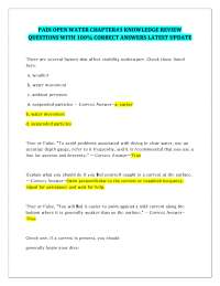 PADI OPEN WATER CHAPTER#3 KNOWLEDGE REVIEW QUESTIONS WITH 100% CORRECT ANSWERS LATEST UPDA