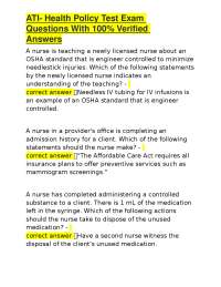Health Policy Test Exam: Questions and Verified Answers