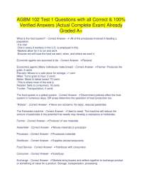 AGBM 102 Exam Questions and Answers: Food System and Economics