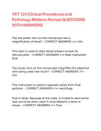 Veterinary Clinical Procedures and Pathology Midterm Review Questions with Answers