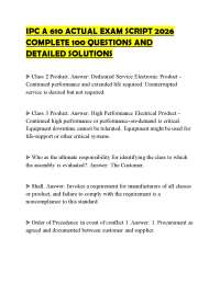 IPC A 610 ACTUAL EXAM SCRIPT 2026 COMPLETE 100 QUESTIONS AND DETAILED SOLUTIONS