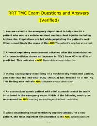 RRT TMC Exam Questions and Answers