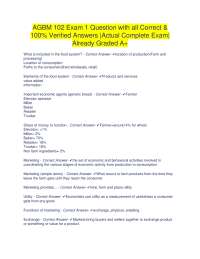 Agricultural Economics Exam 1: Questions and Verified Answers