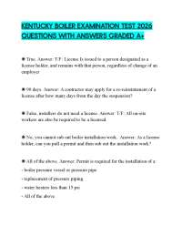 KENTUCKY BOILER EXAMINATION TEST 2026 QUESTIONS WITH ANSWERS GRADED A+
