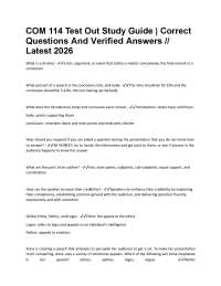 COM 114 Communication Studies Test Out Study Guide