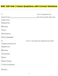 ENV 100: Environmental Science Unit 3 Exam Questions and Solutions