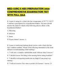MED-SURG II HESI PREPARATION 2026 COMPREHENSIVE EXAMINATION TEST WITH FULL Q&A