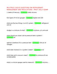 Refrigerant Management and Regulations Multiple Choice Questions