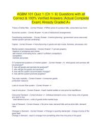 AGBM 101 Quiz: Key Economic Concepts and Principles