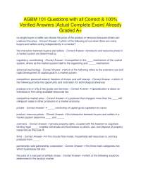 AGBM 101 Questions with all Correct & 100% Verified Answers |Actual Complete Exam| Already