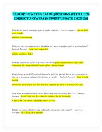 PADI OPEN WATER EXAM QUESTIONS WITH 100% CORRECT ANSWERS (NEWEST UPDATE 2025-26)