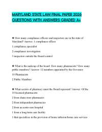 MARYLAND STATE LAW FINAL PAPER 2026 QUESTIONS WITH ANSWERS GRADED A+