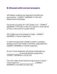 B-29 Exam with Correct Answers: UPS Battery Systems