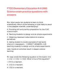 Elementary Science Exam Practice Questions with Answers