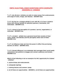 MKTG 4123 Final Exam Questions and Answers: A+ Graded