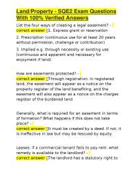 SQE2 Land Law Exam Questions and Answers