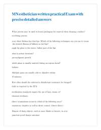 Esthetician Exam Questions and Answers