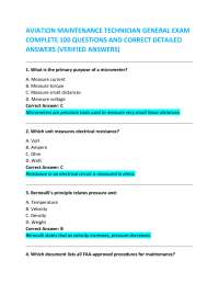 Aviation Maintenance Technician General Exam: 100 Questions with Verified Answers
