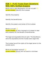 SQE 1 Trusts Exam Questions with Verified Answers