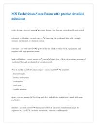 Esthetician State Exam Questions and Answers