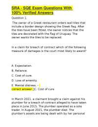 SRA SQE Exam Questions and Answers