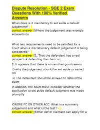SQE 2 Dispute Resolution Exam Questions and Answers