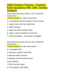 SQE2 Property Practice - Freehold Exam Questions and Answers