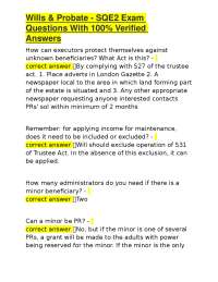 Wills & Probate SQE2 Exam: Questions and Verified Answers