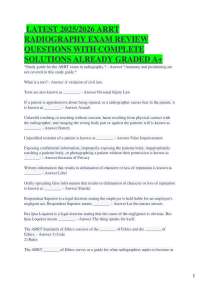 ARRT Radiography Exam Review Questions 2025/2026: Complete Solutions