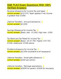 SQE FLK2 Exam Questions and Answers: Income Tax and Lifetime Transfers