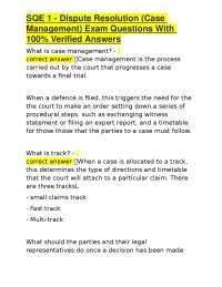 SQE 1 Dispute Resolution: Case Management Exam Questions and Answers