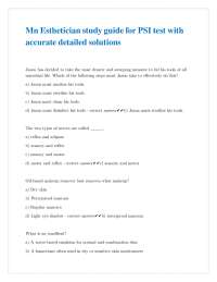Esthetician PSI Test Study Guide with Detailed Solutions