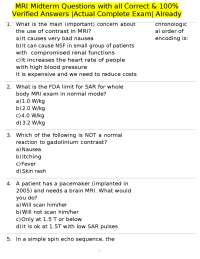 MRI Midterm Exam Questions and Answers
