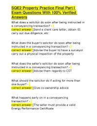 SQE2 Property Practice Exam Questions and Answers