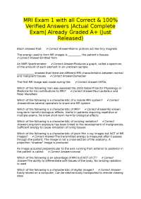 MRI Exam Questions and Answers: Complete and Verified