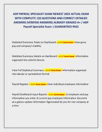 ADP Payroll Specialist Exam 2025 | 120 Actual Questions & Verified Answers | Guaranteed A+