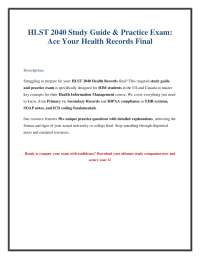 Health Information Management Exam Study Guide and Practice Test